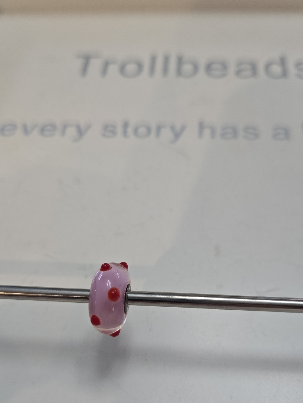 Trollbeads Light Pink Glass Bead with Red Dots